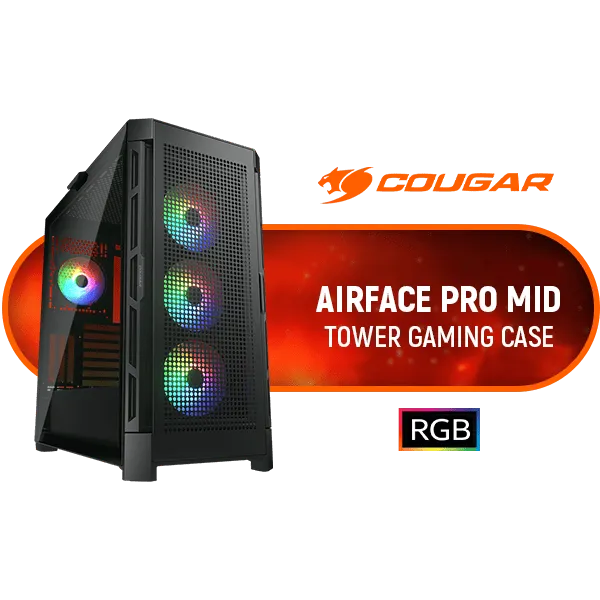 Cougar Airface PRO RGB Negra CAJA ATX Gaming con lateral Cristal Templado