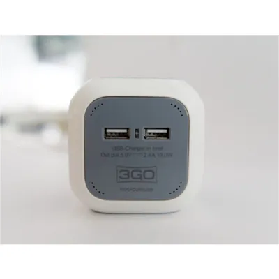 Regleta 3GO REG4CUBEUSB/ 4 Tomas de corriente/ 2 USB/ Cable