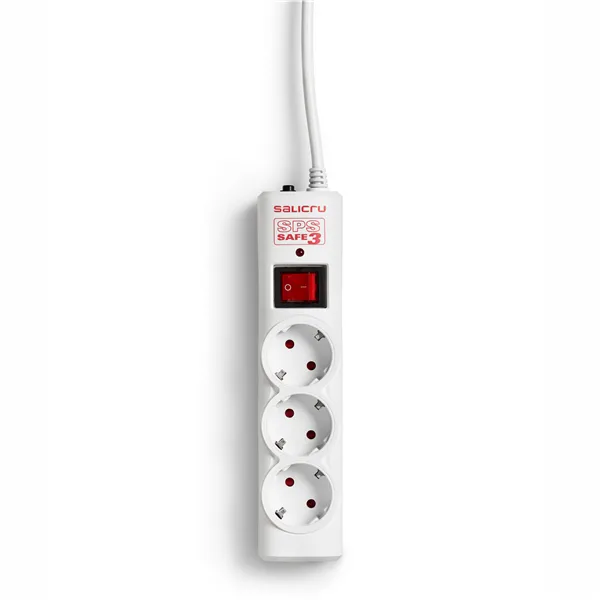 Regleta con interruptor Salicru SPS SAFE 3/ 3 Tomas de corriente/ Cable 1.5m/ Blanca