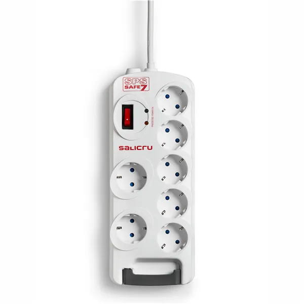 Regleta con interruptor Salicru SAFE 7/ 7 Tomas de corriente/ Cable 1.8m/ Blanca