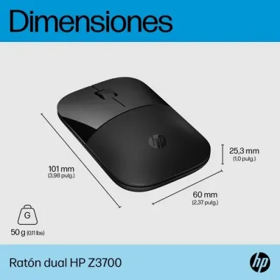 Ratón Inalámbrico por Bluetooth HP Z3700 Dual/ Hasta 1600 DPI/