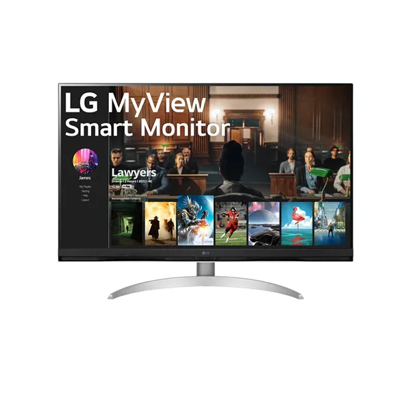 Smart Monitor LG 32SQ700S-W 31.5'/ 4K/ Smart TV/ Multimedia/ Regulable en altura/ Plata y Blanco