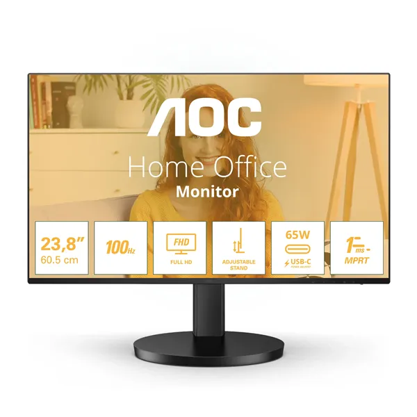 AOC 24B3CF2 23.8'/ Full HD/ Multimedia/ Regulable en altura/ Negro