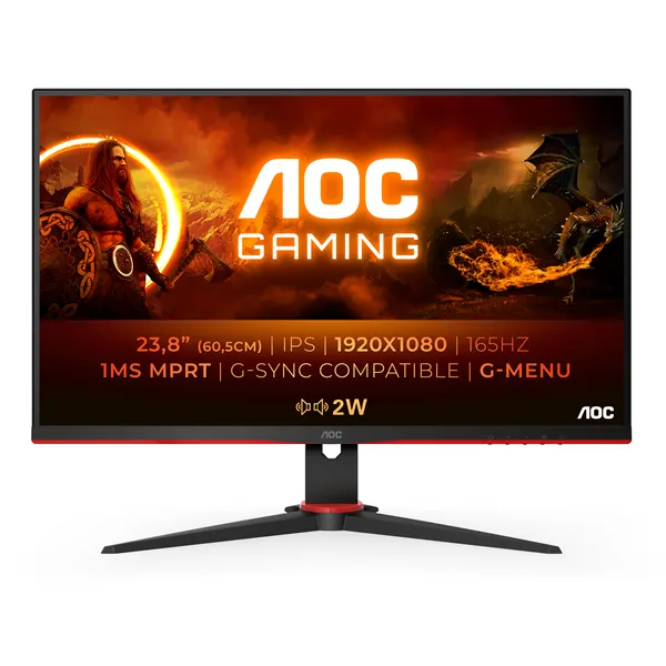 Monitor Gaming AOC 24G2SPU/BK 23.8'/ Full HD/ 1ms/ 165Hz/ IPS/ Regulable en altura/ Multimedia/ Negro