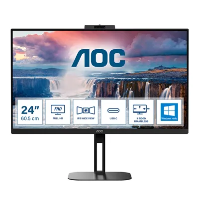 AOC 24V5CW 23.8'/ Full HD/ Webcam/ Multimedia/ Regulable en