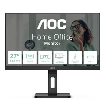 AOC Q27P3CV 27'/ QHD/ Multimedia/ Regulable en altura/ Negro