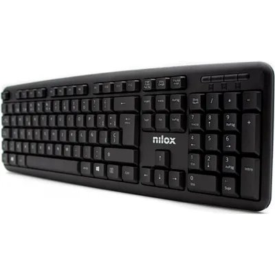 Nilox Teclado USB silencioso compacto y numérico, Negro