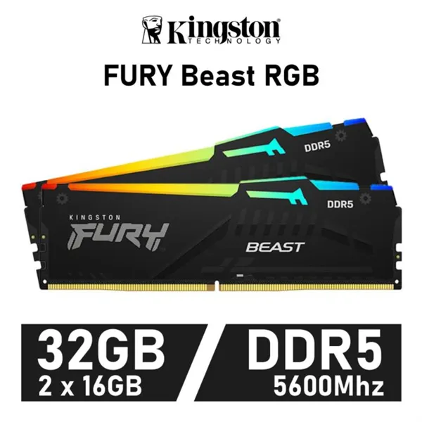 Kingston Fury Beast RGB KIT 32GB DDR5 5600MHz CL36 1.25v (2x16GB)