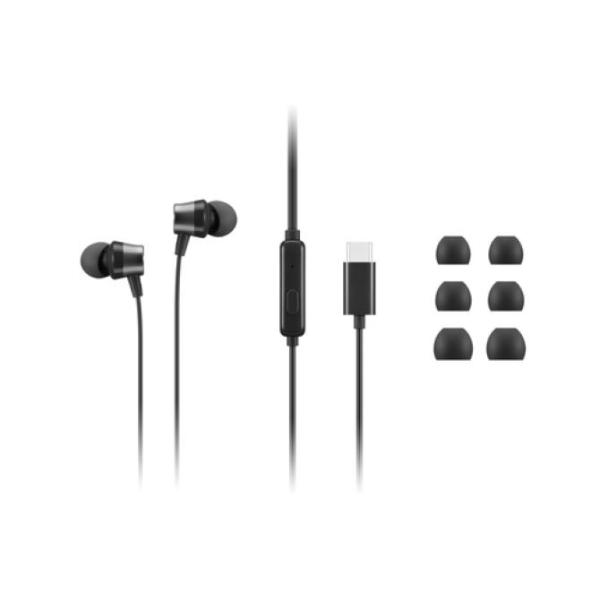 Lenovo 4XD1J77351 Auriculares Negros conector USB-C Llamadas/Música/Reuniones Modelo botón