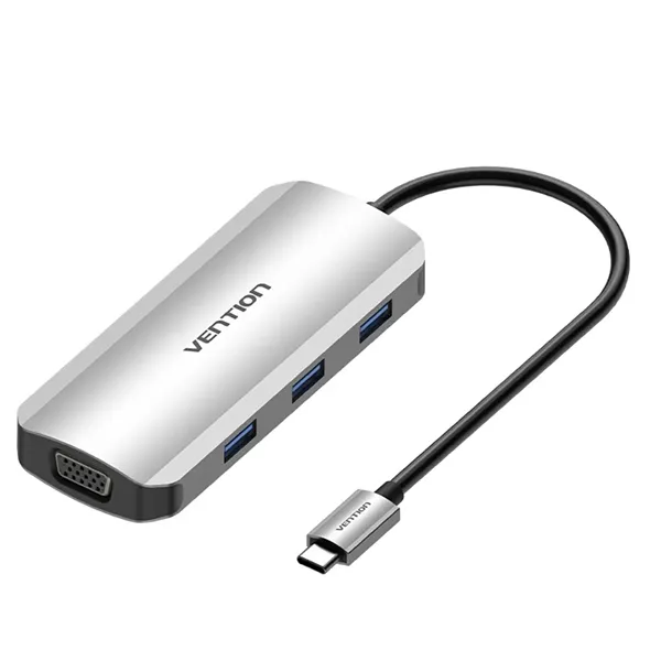 Docking USB Tipo-C Vention TOIHB/ 1xHDMI/ 1xVGA/ 3xUSB/ 1xUSB Tipo-C PD/ Gris