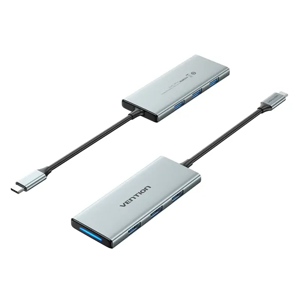 Docking USB Tipo-C Vention TOPHB/ 1xHDMI/ 3xUSB/ 1xLector Tarjetas SD y MicroSD/ Gris