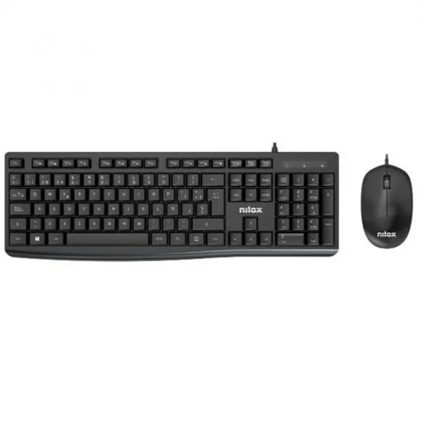 Nilox Kit Teclado multimedia y Mouse 1200 DPi por cable USB Ligero y Compacto