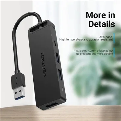 Docking USB 3.0 Vention CHVBB/ 3xUSB/ 1xMicroUSB PD/ 1xLector