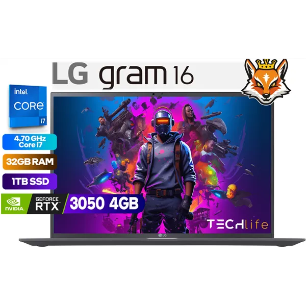 LG Gram 16Z90R Intel Core i7-1360P 32GB 1TB SSD RTX3050 4GB 16" W11