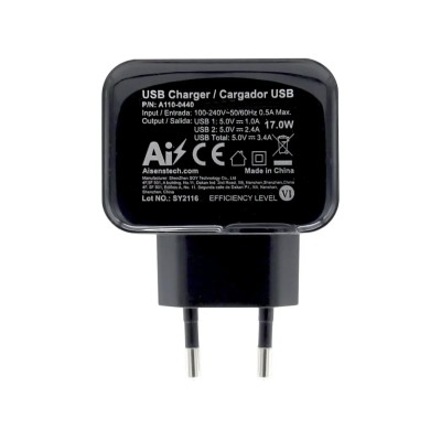 Cargador de Pared Aisens A110-0440/ 2xUSB/ 17W