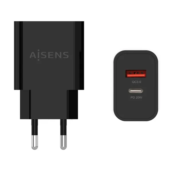 Cargador de Pared Aisens A110-0682/ 1xUSB Tipo-C/ 1x USB/ 20W