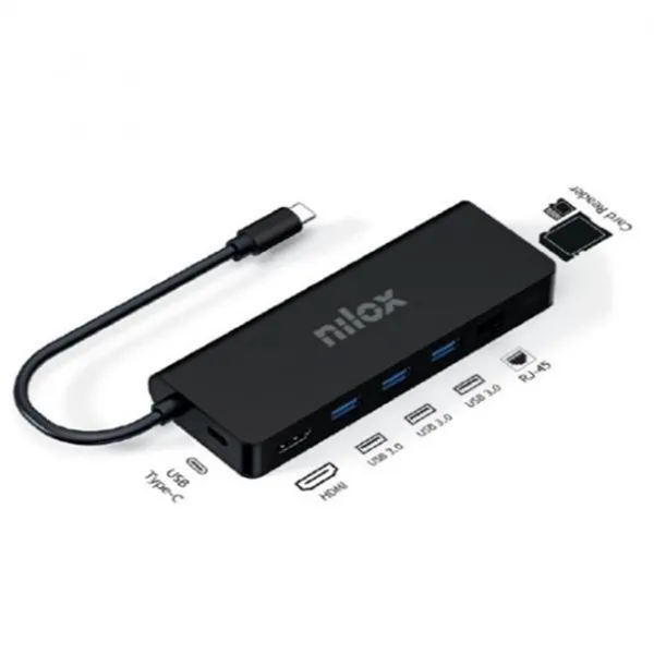 Nilox Dock USB-C 100W con HDMI/USB 3.0/SDxc/RJ45 Gigabit/USB-C