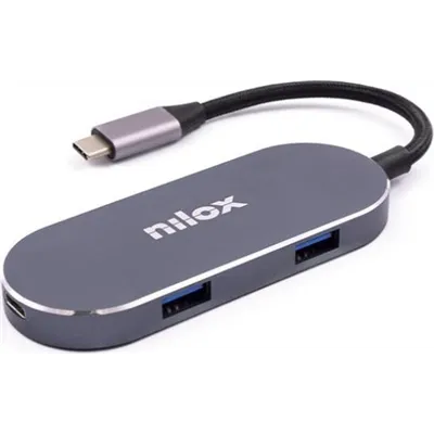 Nilox Docking Mini Aluminio con HDMI/USB 3.0/USB-C y Cargador