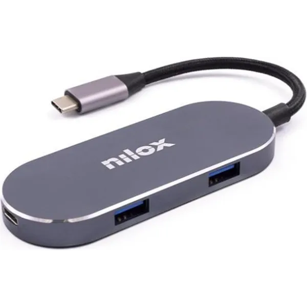 Nilox Docking Mini Aluminio con HDMI/USB 3.0/USB-C y Cargador USB-C 87W