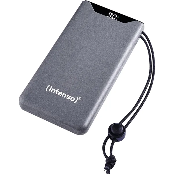 Intenso Powerbank F10000 Gris - Batería Externa 10000 mAh carga rápida, USB-C a 20W y USB-A a 15W 