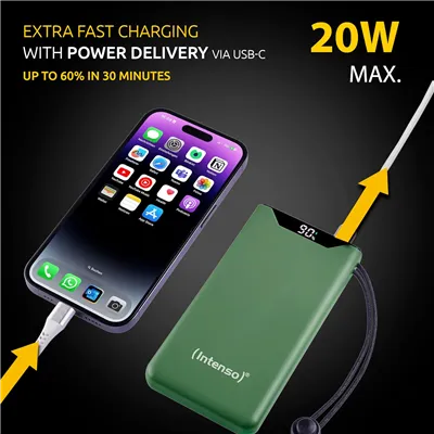 Intenso Powerbank F10000 Verde - Batería Externa 10000 mAh