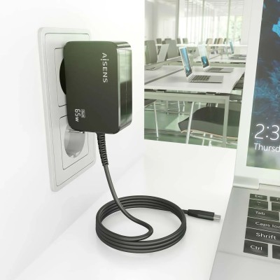 Cargador Gan de Pared Aisens ASCH-1PD65WL033-BK/ 1xUSB Tipo-C +