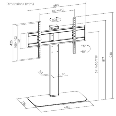 TM Electrón TMSLC424 Soporte de suelo para TV de 46-86', Diseño