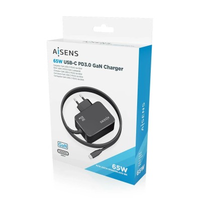 Cargador Gan de Pared Aisens ASCH-1PD65WL033-BK/ 1xUSB Tipo-C +