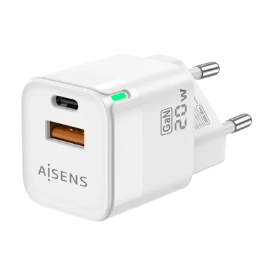 Cargador Gan de Pared Aisens ASCH-20W2P002-W/ 1xUSB Tipo-C/