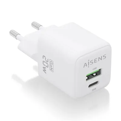 Cargador Gan de Pared Aisens ASCH-20W2P010-W/ 1xUSB Tipo-C/