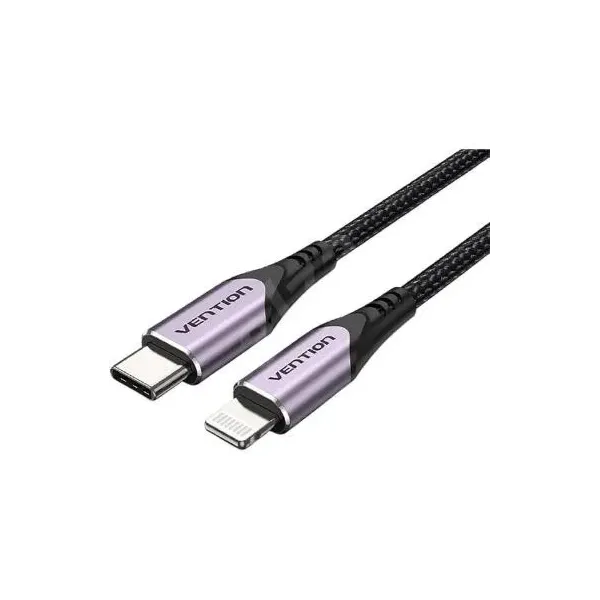 Cable USB 2.0 Tipo-C Lightning Vention TACVF/ USB Tipo-C Macho - Lightning Macho/ 1m/ Morado