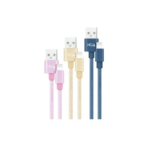 Cables USB 2.0 Lightning Nanocable 10.10.0401-CO2/ USB Macho - Lightning Macho/ 1m/ 3 Unidades/ Rosa, Dorado, Azul Pacífico
