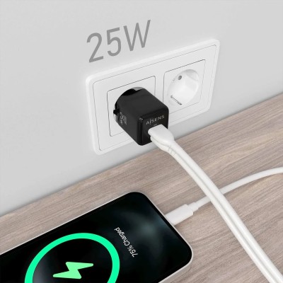 Cargador Gan de Pared Aisens ASCH-25W2P015-BK/ 1xUSB Tipo-C/