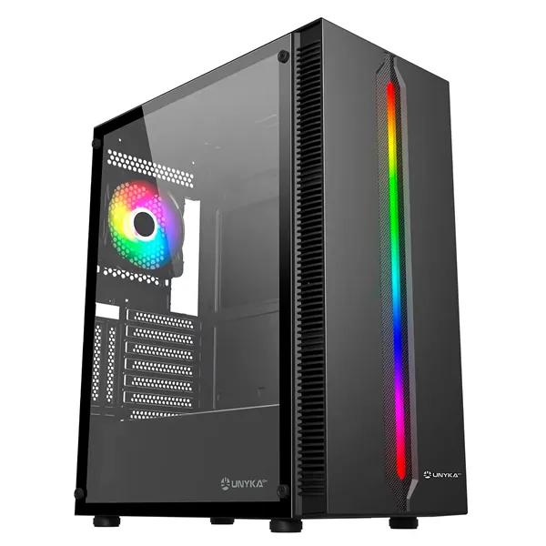 UNYKAch Armor Lumina Caja Gaming ATX Negra, Frontal ARGB y lateral de cristal templado