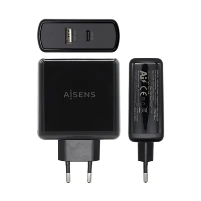 Cargador de Pared Aisens ASCH-2PD45A-BK/ 1xUSB Tipo-C/ 1x USB/