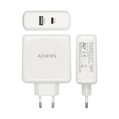 Cargador de Pared Aisens ASCH-2PD45A-W/ 1xUSB Tipo-C/ 1x USB/