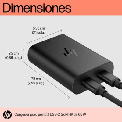 Cargador de Portátil HP 600Q7AA USB Tipo-C/ 65W/ Automático/