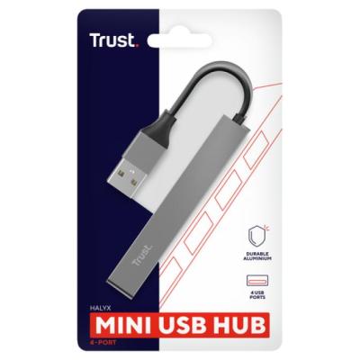 Hub Usb 2.0 Trust Halyx Aluminium A 4xusb-a 2.0 Diseño Metalico