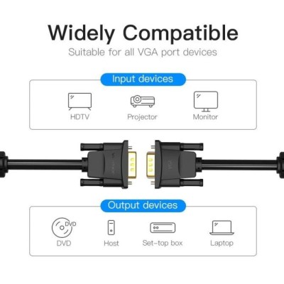 Cable VGA Vention DADBH/ VGA Macho - VGA Macho/ 2m/ Negro