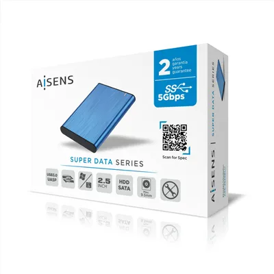 Aisens ASE-2525BLU Caja externa de aluminio Azul para Disco