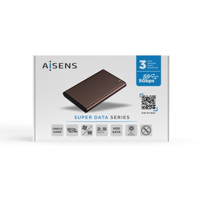 Aisens ASE-2525BWN Caja externa de aluminio Marrón para Disco