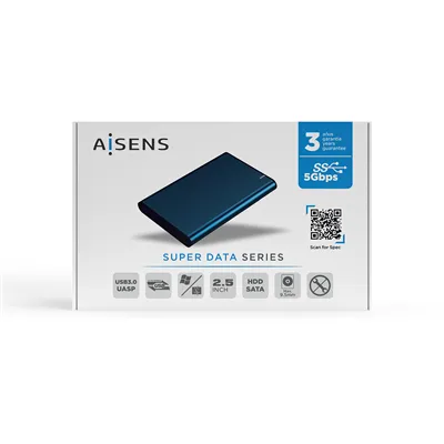 Aisens ASE-2525PB Caja externa de aluminio Azul Pacífico para