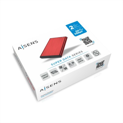 Aisens ASE-2525RED Caja externa de aluminio Roja para Disco