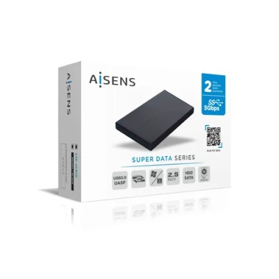 Aisens ASE-2530B Caja externa de aluminio Negro para Disco Duro