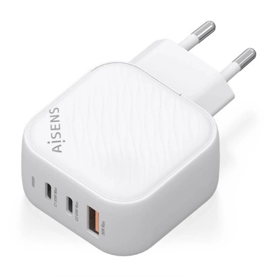 Cargador Gan de Pared Aisens ASCH-65W3P026-W/ 2xUSB Tipo-C/