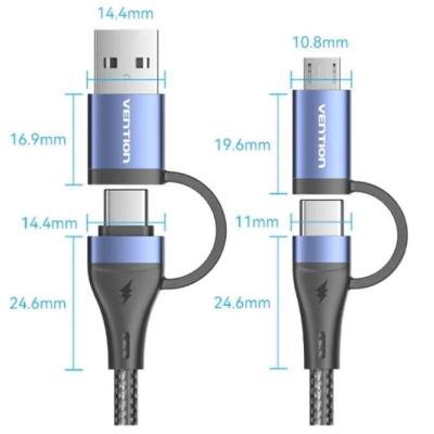 Cable USB 2.0 Tipo-C Vention CTLLF/ USB Tipo-C Macho - USB