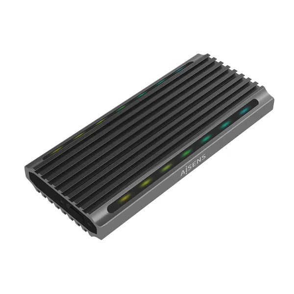 Aisens ASM2-RGB011GR Caja externa ULTRA DATA GAMING RGB Gris para SSD M.2 SATA/NVME a USB-C Sin tornillos