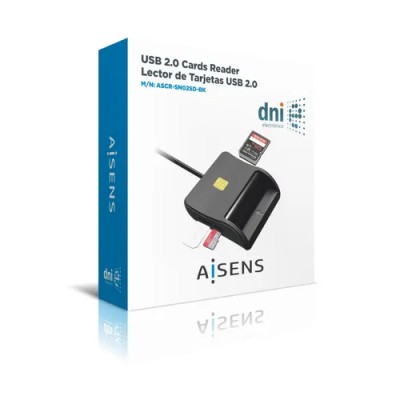 Lector de DNI y Tarjetas Aisens ASCR-SN02SD-BK/ Negro