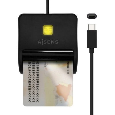 Lector de DNI USB Tipo-C Aisens ASCR-SN03C-BK/ Negro