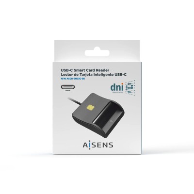 Lector de DNI USB Tipo-C Aisens ASCR-SN03C-BK/ Negro